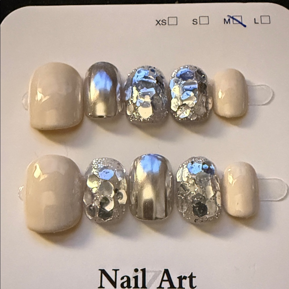 Silver and Cream Nail Art Set